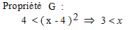 Soit x dans IR. Quel est l'ensemble solution correspondant à la propriété G ?