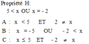 Soit x dans IR . Quelle est la négation de  la propriété H  ?